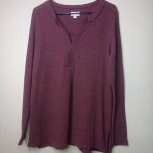 Wonderly Shirt Pullover M Women Long Sleeve Ribbed Maroon Red